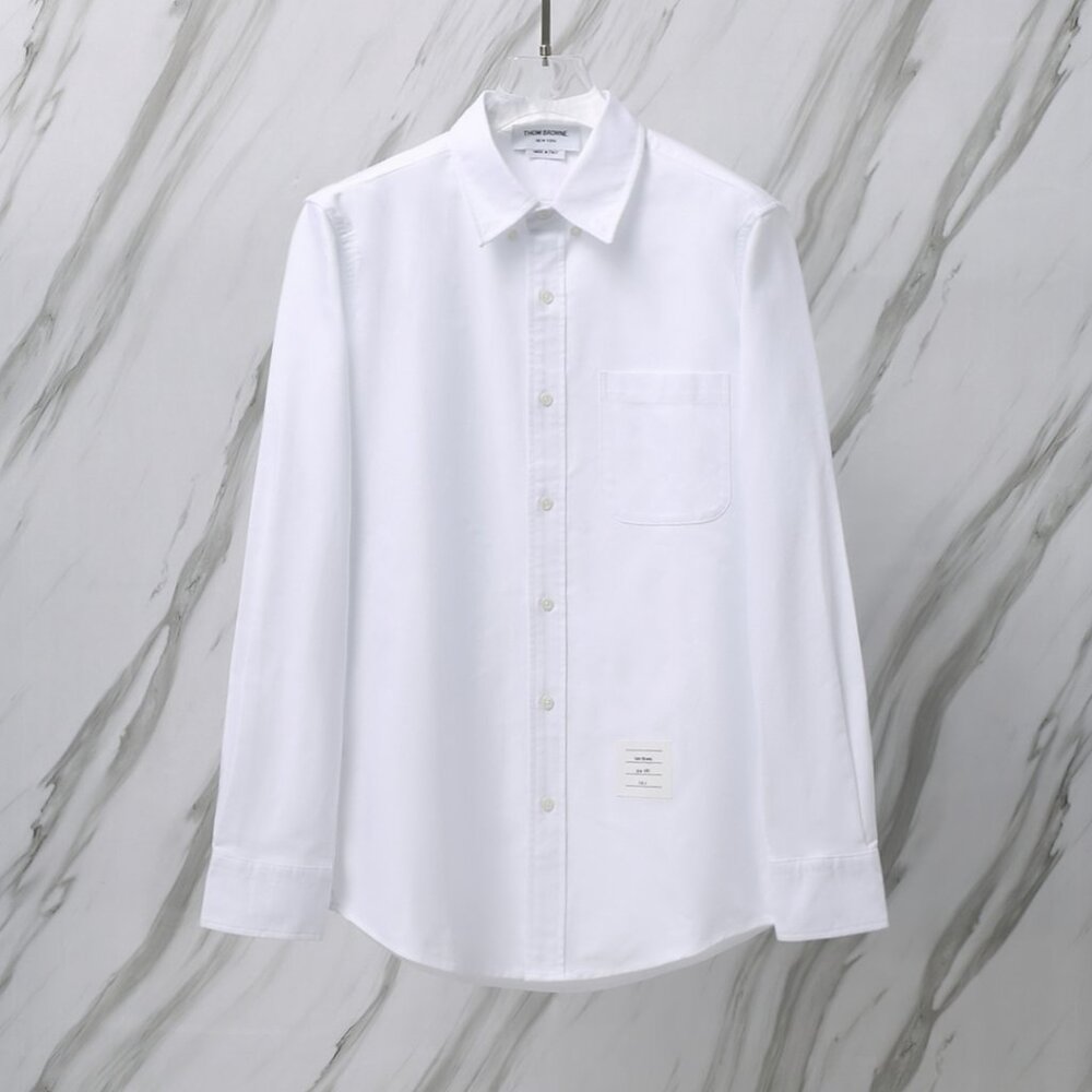 Thom Browne men's formal white long-sleeved shirt